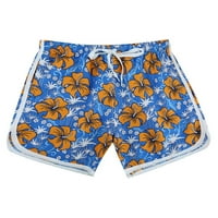 Guvpev Мъжки слънчеви банички Дишащи плажни панталони за растения сърфират къси панталони ежедневни стволове - жълто L
