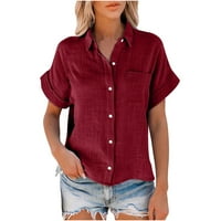Daqian дамски графични тийнейджъри клирънс женски върхове модна солидна бутонска риза женски V-образно деколте разхлабена тениска блуза плюс размери върхове за жени