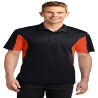 Sport -Tek St Men Side блокирана поло риза - черен наситено оранжево - 5x -голям