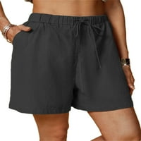 Абтел дамски Къси панталонки с висока талия Хавайски мини Панталони дамски хлабави работни дъна черни 3хл