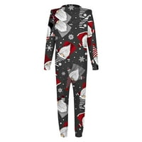 Tawop onesie пижама за жени родител-дете Коледа отпечатано домашно облекло качулка пижама майки Jumpsuit Black 12