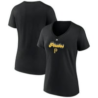 Женски фанатици маркови черни питсбъргски пирати трудна тениска с v-образно деколте