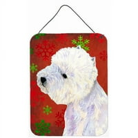 в. Westie Red & Green Snowflakes Holiday Christmas Aluminium Metal Wall & Door Hanging щампи