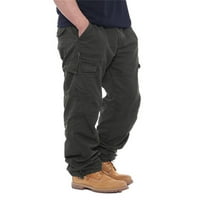 Мъжки карго панталони с джобове Плътен цвят хлабав еластичен джогинг анцуг ежедневни панталони за улично облекло