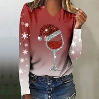коайезне блузи за жени Плюс размер Коледа тениска дамски весели и ярки риза печат Дърво тениска Празник графични топове