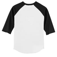 Младежки мъничко бяло черен черен Балтимор Orioles Burger 3 4-ръкав тениска Raglan