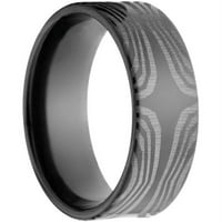 Плосък черен циркониев пръстен с лазерен Мокум модел
