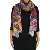 Прасковен мод жена мека модна художествена цифрова печат дълъг шал за опаковане на шал