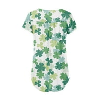 Gotyou Women's St. Patrick's Day Floral Print Небрежна тениска с къс ръкав на живо бутон отгоре мента зелено 4xl
