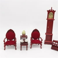 Aozowin 1: Мебели за мебели за кукла миниатюрни дървени часовници Дневна се преструват играчка играчка