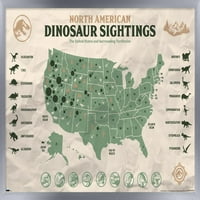 Джурасик Свят: Доминион - Северна Америка Динозавър Карта Плакат На Стената, 14.725 22.375 В Рамка