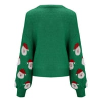 Дамски Пуловер Пуловери Жени Коледа Плетен Пуловер Сладък Санта Главата Модел Екипаж Пуловер Пуловер