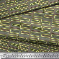 Soimoi Japan Crepe Satin Fabric Greek Key Geometric Print Sheing Fabric Wide
