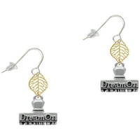 Delight Jewelry Silvertone 3-D '' Dream on '' Stamp Goldtone Leaf Френски обеци