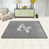 Вход на открито за килими за килими, сив абстрактно триъгълник фейслона неплъзгаща се подложка килим за килим за хол кухненска мивка зона на закрито, 72 x48