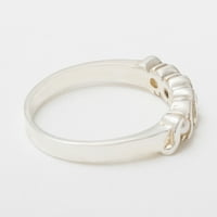 Британски направени 14k бяло злато култивирана перла и диамантен женски пръстен за вечност - опции за размер - размери до налични