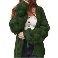 Дамски Жилетки ежедневни плюшени Пуловер джобове Връхни дрехи копчета жилетка палто армия зелен ШЛ