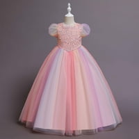 Aufmer Clearance Елегантни парти рокли за жени деца момиче пуф ръкав принцеса дълги пайети каноники
