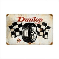 Минали времена знаци dun dunlop гуми за проверка на флагове състезателни автомобилни реколта метален знак