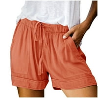 Женски дънкови шорти за талии солидни принт случайни летни къси панталони тъмносин XL