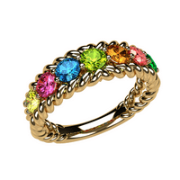 Нана въже майки пръстен 1-разнообразни симулирани рождени камъни, възрастни женски-10к жълто злато Размер 5-камък 5