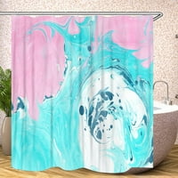 Мраморна завеса за душ, баня за душ завеса луксозна художествена боя за мастило Текстура водоустойчива тъкан с куки