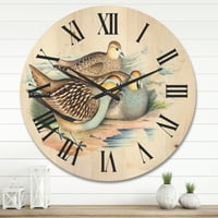 Дизайнарт 'древни птици в дивата природа' традиционен дървен стенен часовник