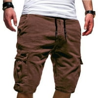 Мъжки Панталони клирънс мъжки спорт чист цвят превръзка случайни хлабав анцуг шорти шорти Кафяв с