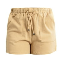 Лятните ежедневни къси панталони за жени свободни течащи еластични джобове на талията суитчъри khaki 2xl