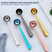 Sonceds Coffee Scoop Clip в дълга дръжка от неръждаема стомана лъжица храна за храна за уплътнител за уплътнител за чай, златист