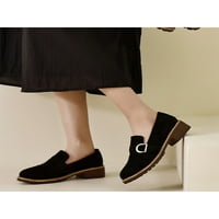 Fangasis дамски леки ежедневни обувки кръгли мокасини на пръсти Британска обувка с ниска плоча с лодки черно 9