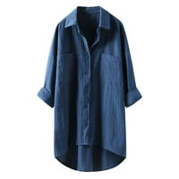 Wendunide ризи с дълъг ръкав за жени надолу дълги блузи ежедневни ризи върхове бутон ръкав бельо блуза дамски върхове