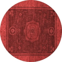 Ahgly Company Indoor Round Abstract Red Modern Area Rugs, 3 'Round