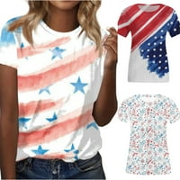 Sksloeg блузи за жени ежедневни свободни годни американски флаг отпечатани къси ръкави екипаж на шията ежедневни патриотични върхове блуза ризи, vermilion l