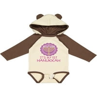 Inktastic My 1st Hanukkah Festival Girls Gift Baby Girl с дълъг ръкав боди костюм