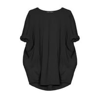 Pfysire дамски свободна мини тениска рокля пуловер ежедневни джобове Sundress Black XXL