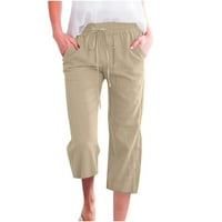 Timegard дамски ежедневни твърди цветни панталони еластични свободни панталони направо широки панталони за крака с джоб, l