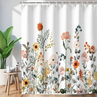Флорални завеси за душ за баня Цветя душ завеса доста душ завеса тъкан цветна дива цветна цветова завеса за душ с куки декоративна машина за миене, 72 w 72 h