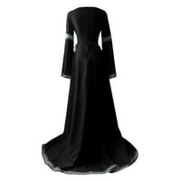 Homchy черни рокли за жени винтидж ретро готически ръкав сплайсинг рокля maxi рокля черно 5xl