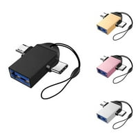 2-in- OTG преобразувател USB 3. към микро USB и тип C адаптер USB 3. Женски към микро USB мъжки и USB C мъжки конектори, черно