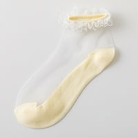 Huaai жени с ниско нарязани чорапи ежедневни флорални сплайс къса дишаща мрежа твърди жени жълти