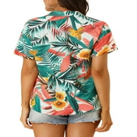 Allegra K Женски летен плажен тропически флорален бутон надолу по хавайски ризи