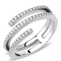 Женски сребърни пръстени Високи полиран пръстен от неръждаема стомана с AAA клас CZ в прозрачен DA060
