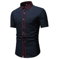Мъже пролетни и летни печатни върхове риза ежедневна ревера единична мода на открито късо ръкав риза Мъжки отхвърлете яка чатала риза