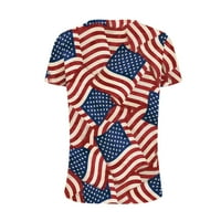 Женски върхове плюс размери ризи Разчистване Жени V-образно деколте за независимост от печат тениски модни удобни женски блузи върхове в продажба