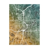 Търговска марка изобразително изкуство 'Атланта Джорджия карта на града Тийл Ориндж' платно изкуство от Майкъл Томпсет