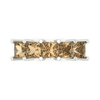 2. CT Brilliant Princess Cut симулиран шампанско 18k бяло злато вечност лента SZ 7.5