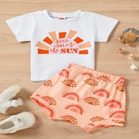 Обезбоването на бебето момиченце лятно облекло слънчево писмо с печат с къси ръкави върхове шорти панталони комплект