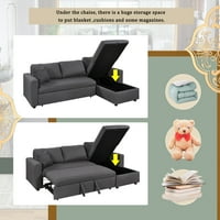 Тапицерия за спално бельо секционен диван с място за съхранение-Подхвърлящи възглавници-сиво