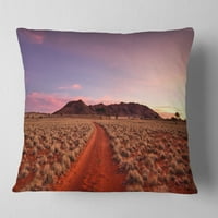 Дизайнарт червена пътека в пустинята Намиб - пейзажна печатна възглавница за хвърляне-16х16